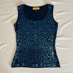 St. John Blue Sequin Tank Top